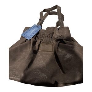 Simply Vera Vera Wang Gray Faux Leather Slouchy Tote Purse